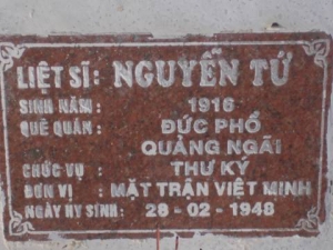 Nhắn tìm thân nhân liệt sỹ  Nguyễn Tứ