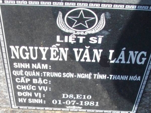 Nhắn tìm thân nhân liệt sỹ  Nguyễn Văn Láng