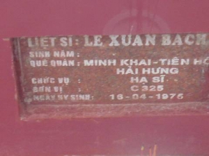 Nhắn tìm thân nhân liệt sỹ Lê Xuân Bach