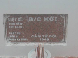 Nhắn tìm thân nhân liệt sĩ Đ/c Mới