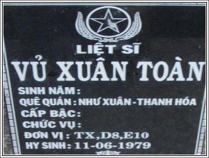 Nhắn tìm thân nhân liệt sỹ Vũ Xuân Toàn