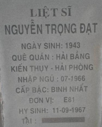 Tìm thân nhân liệt sĩ Nguyễn Trọng Đạt