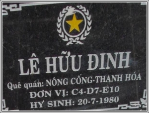 Nhắn tìm thân nhân liệt sỹ  Lê Hữu Đinh