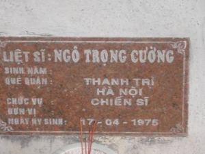 Nhắn tìm thân nhân liệt sỹ  Ngô Trọng Cường