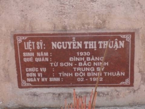 Nhắn tìm thân nhân liệt sỹ  Nguyễn Thị Thuận
