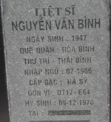 Tìm thân nhân liệt sĩ Nguyễn Văn Bình