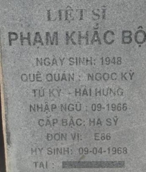 Tìm thân nhân liệt sĩ Phạm Khắc Bộ