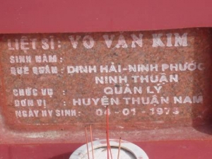 Nhắn tìm thân nhân liệt sỹ Võ Văn Kim