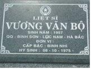 Tìm thân nhân liệt sĩ Vương Văn Bộ