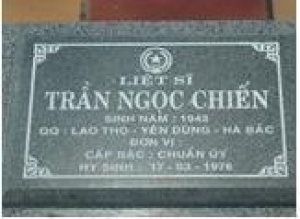 Tìm thân nhân liệt sĩ Trần Ngọc Chiến