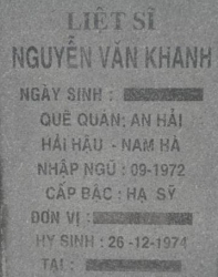 Tìm thân nhân liệt sĩ Nguyễn Văn Khanh