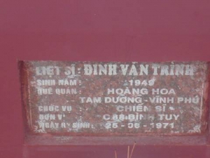 Nhắn tìm thân nhân liệt sỹ Đinh Văn Trình