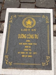 Nhắn tìm thân nhân liệt sỹ Dương Công Trứ