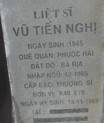 Tìm thân nhân liệt sĩ Vũ Tiến Nghị