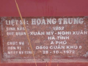 Nhắn tìm thân nhân liệt sỹ  Hoàng Trung