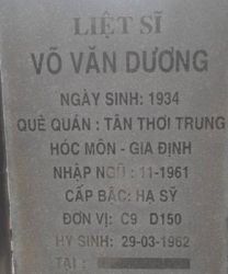 Tìm thân nhân liệt sĩ Võ Văn Dương