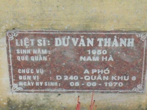 Nhắn tìm thân nhân liệt sỹ Dư Văn Thành