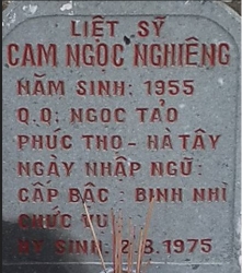 Tìm thân nhân liệt sĩ Cam Ngọc Nghiêng