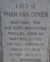 Tìm thân nhân liệt sĩ Phạm Văn Quyên