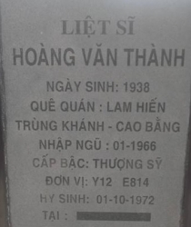 Tìm thân nhân liệt sĩ Hoàng Văn Thành