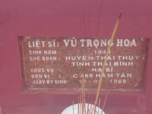Nhắn tìm thân nhân liệt sỹ Vũ Trọng Hoa