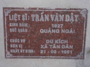 Nhắn tìm thân nhân liệt sỹ Trần Văn Dậy