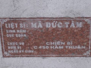 Nhắn tìm thân nhân liệt sĩ Mã Đức Tâm