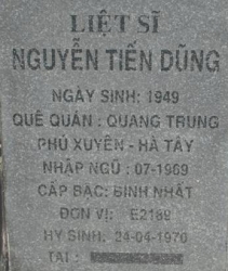 Tìm thân nhân liệt sĩ Nguyễn Tiến Dũng