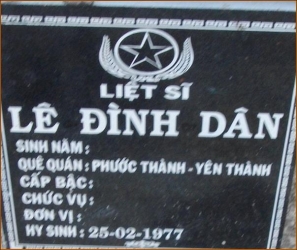 Nhắn tìm thân nhân liệt sỹ  Lê Đình Dân