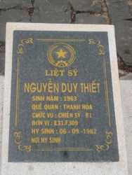 Nhắn tìm thân nhân liệt sỹ  Nguyễn Duy Thiết