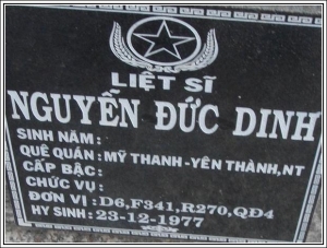 Nhắn tìm thân nhân liệt sỹ  Nguyễn Đức Dinh