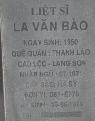 Tìm thân nhân liệt sĩ La Văn Bào