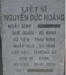 Tìm thân nhân liệt sĩ Nguyễn Đức Hoàng