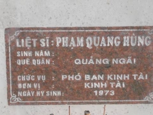 Nhắn tìm thân nhân liệt sỹ Phạm Quang Hùng