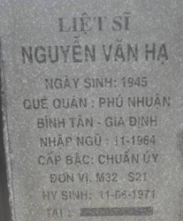 Tìm thân nhân liệt sĩ Nguyễn Văn Hạ