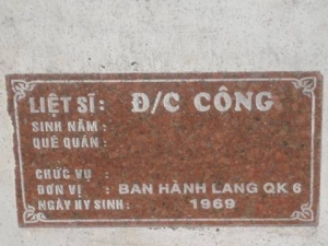 Nhắn tìm thân nhân liệt sĩ Công