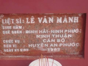 Nhắn tìm thân nhân liệt sỹ Lê Văn Mành