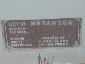 Nhắn tìm thân nhân liệt sĩ Hồ Văn Lụa