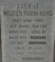 Tìm thân nhân liệt sĩ Nguyễn Thanh Hùng