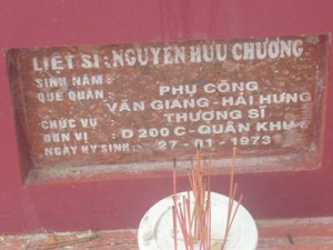 Nhắn tìm thân nhân liệt sỹ  Nguyễn Hữu Chương