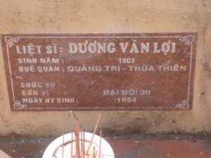 Nhắn tìm thân nhân liệt sỹ  Dương Văn Lợi, sinh năm 1903