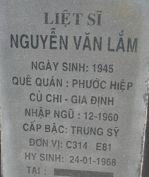 Tìm thân nhân liệt sĩ Nguyễn Văn Lắm