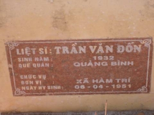 Nhắn tìm thân nhân liệt sỹ  Trần Văn Đốn