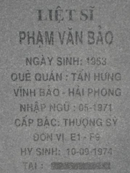 Tìm thân nhân liệt sĩ Phạm Văn Bảo