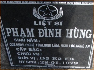 Nhắn tìm thân nhân liệt sỹ  Phạm Đình Hùng