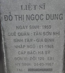 Tìm thân nhân liệt sĩ Đỗ Thị Ngọc Dung