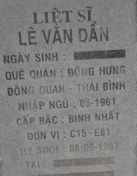 Tìm thân nhân liệt sĩ Lê Văn Dần
