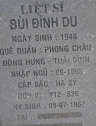 Tìm thân nhân liệt sĩ Bùi Đình Du