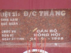 Nhắn tìm thân nhân liệt sĩ Thắng