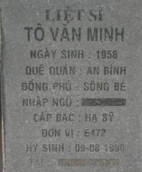 Tìm thân nhân liệt sĩ Tô Văn Minh